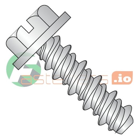 Thread Cutting Screw, #8 X 3/8 In, 18-8 Stainless Steel Hex Head Slotted Drive, 5000 PK
